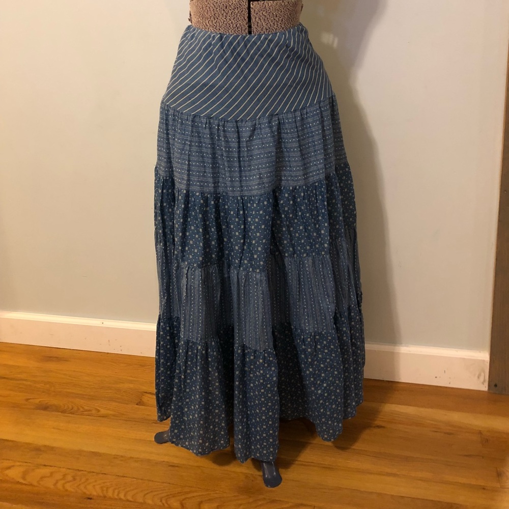 RALPH Lauren Jeans Co Blue Tiered Boho Maxi Skirt